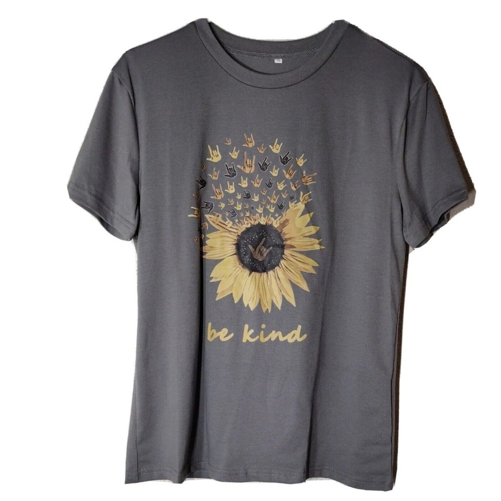 Womens Top Small Short Sleeve Sunflower Be Kind